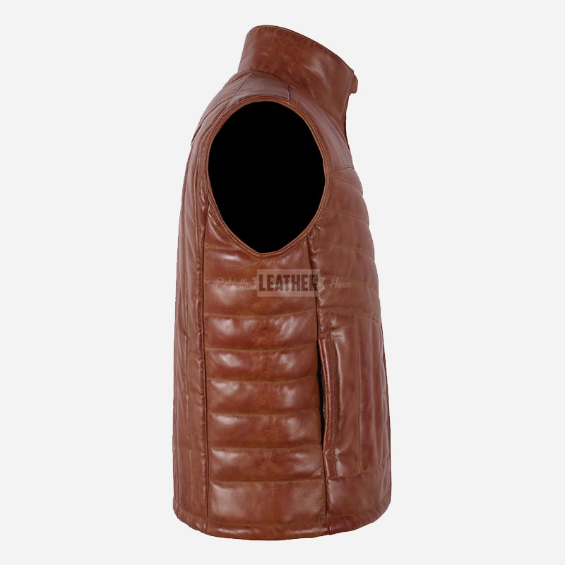 BLAZOR Men's Puffer Quilted Leather Gilet