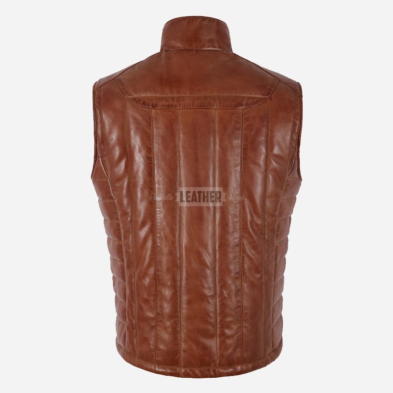BLAZOR Men's Puffer Quilted Leather Gilet
