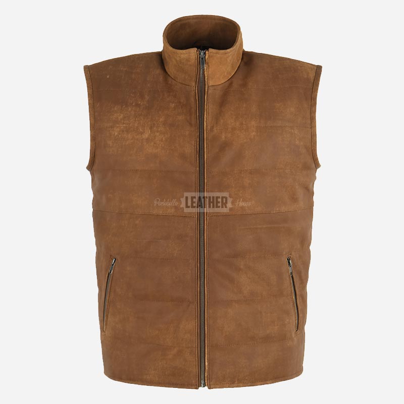 DOFF Men's Quilted Leather Gilet