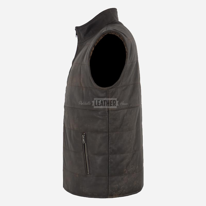 DOFF Men's Quilted Leather Gilet