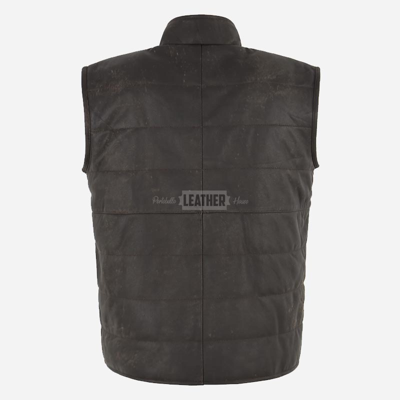 DOFF Men's Quilted Leather Gilet