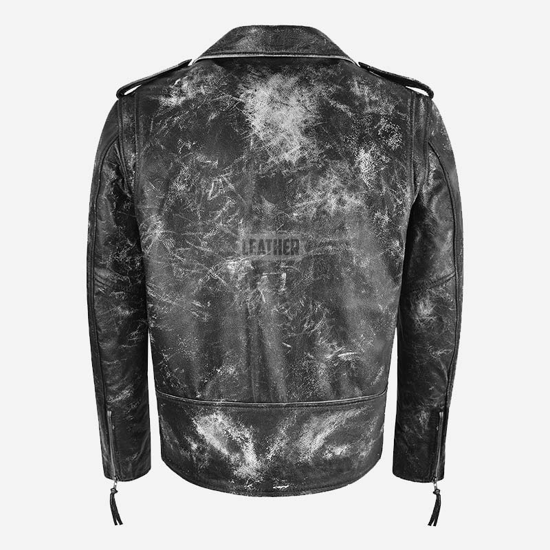 KRUZE Men’s Vintage Leather Biker Jacket