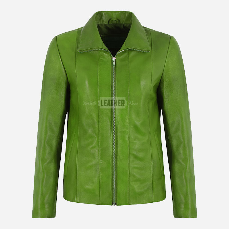 DALRAY Women's Collared Leather Jacket