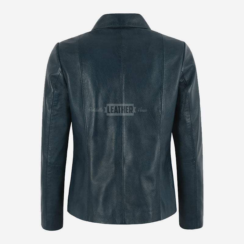 DALRAY Women's Collared Leather Jacket