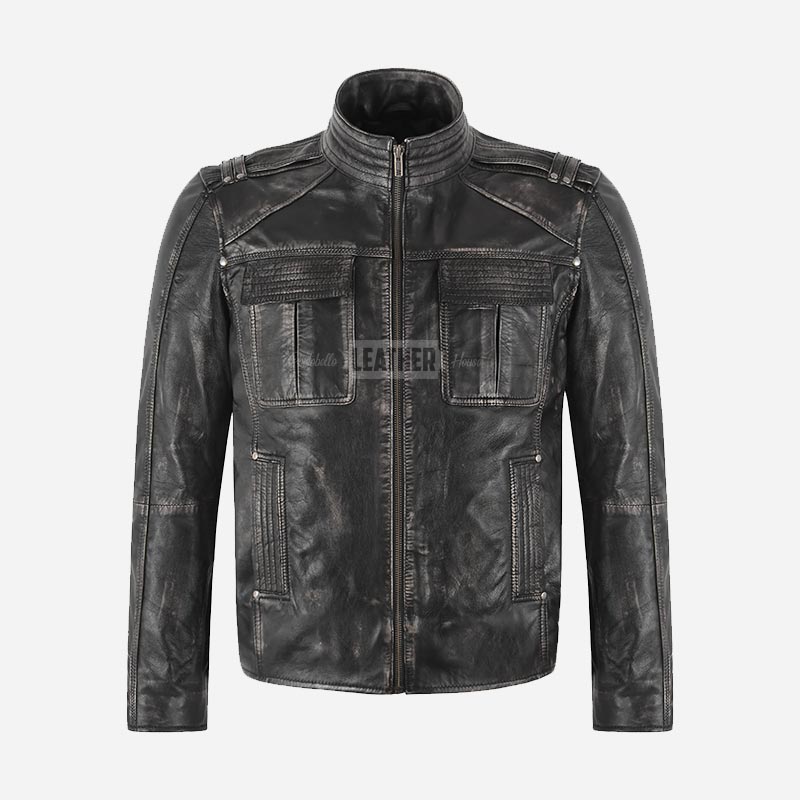AEGIS Distressed Waxed Biker Jacket