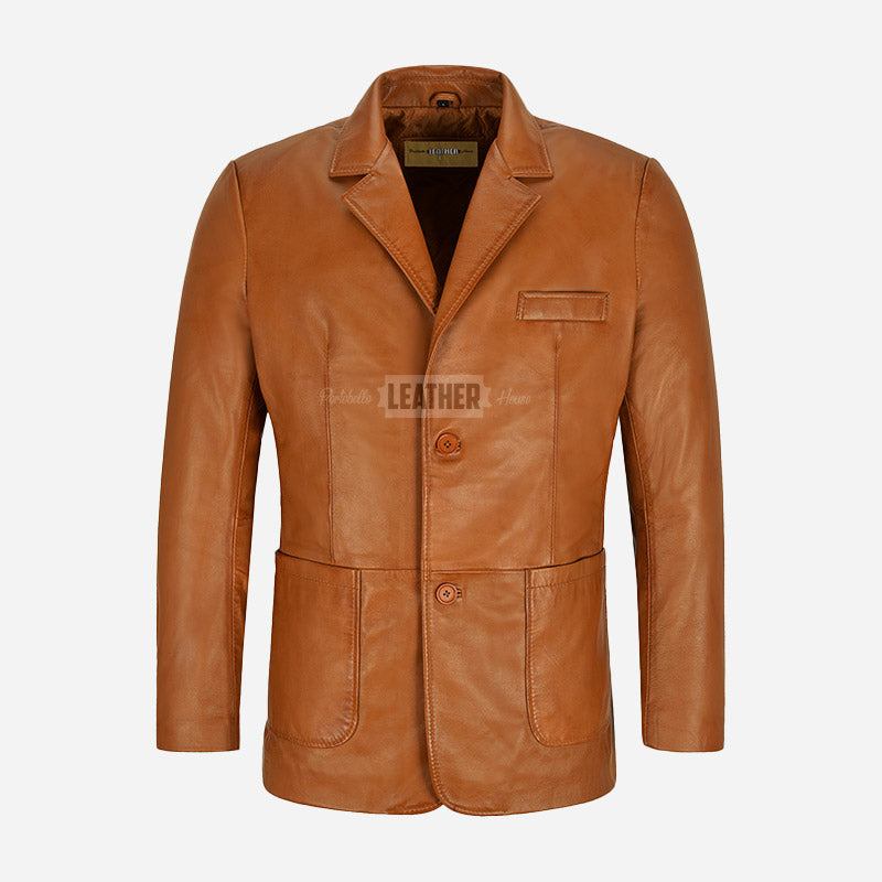TYREN Men's Leather Blazer Tan