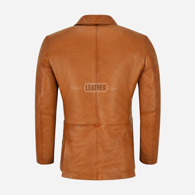 TYREN Men's Leather Blazer Tan