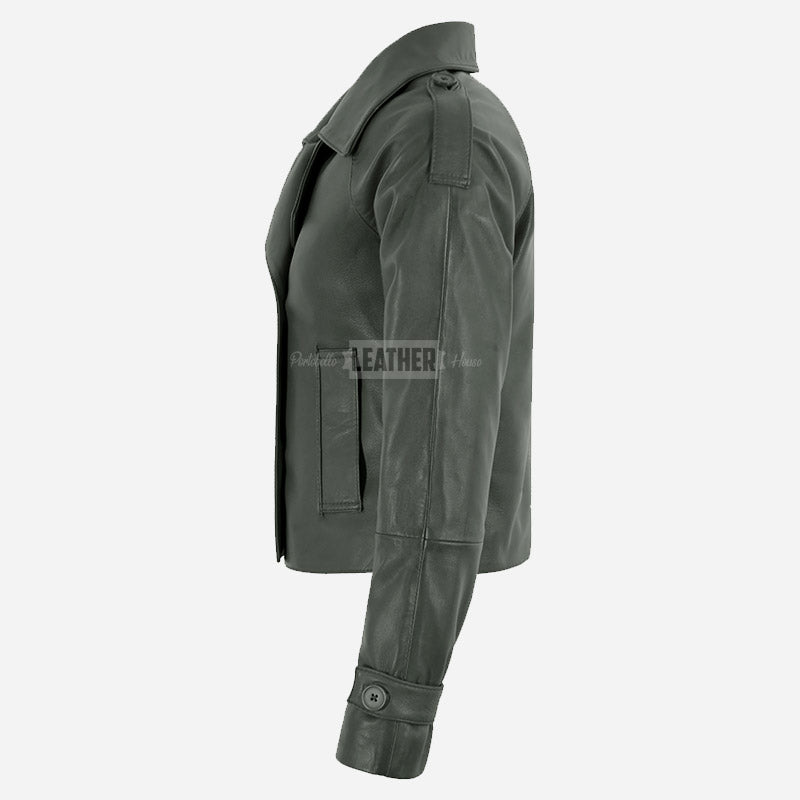 HEWIT Women’s Cropped Leather Blazer