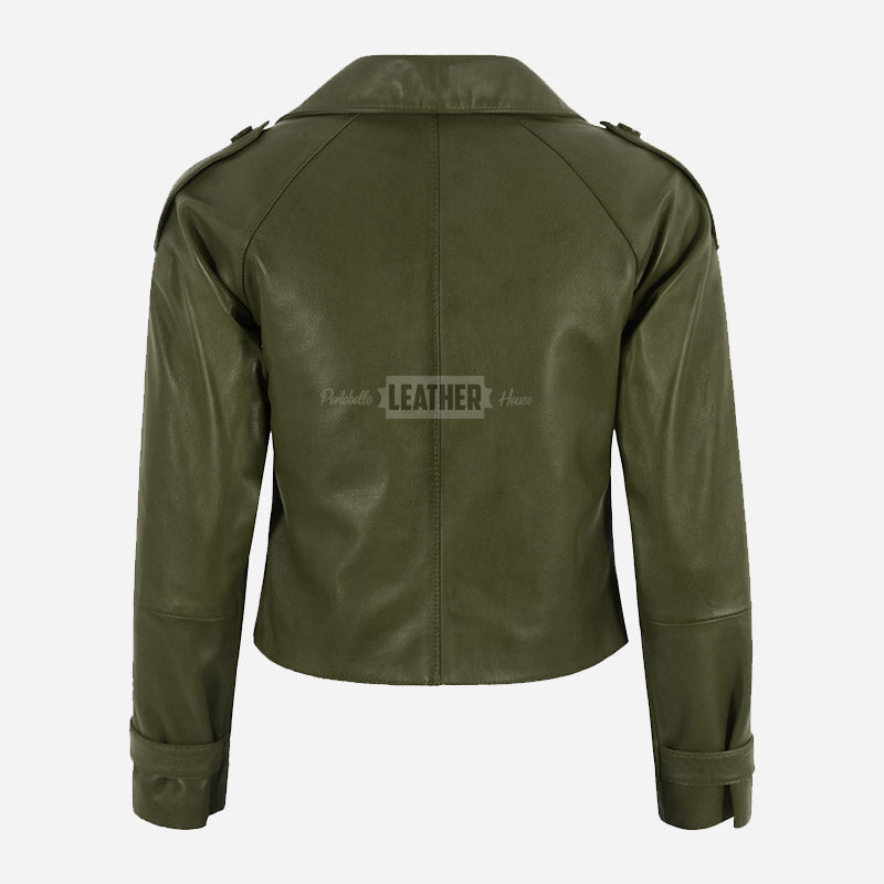 HEWIT Women’s Cropped Leather Blazer