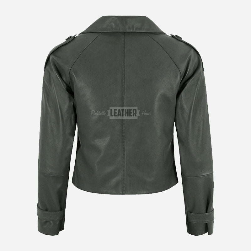 HEWIT Women’s Cropped Leather Blazer
