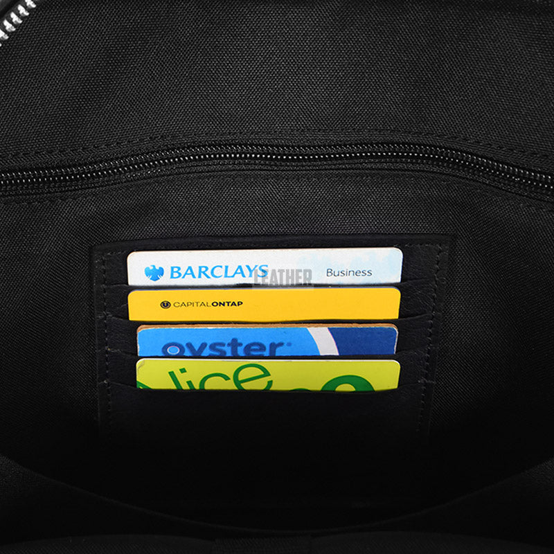 Unisex Black Leather Backpack Laptop Bag