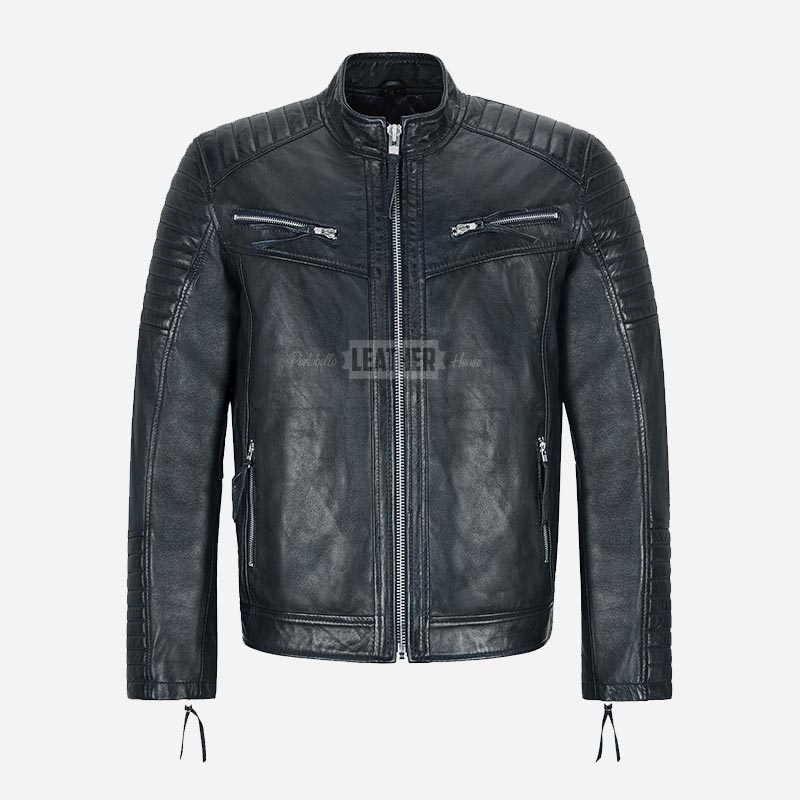 AZREN Leather Biker Jacket for Men