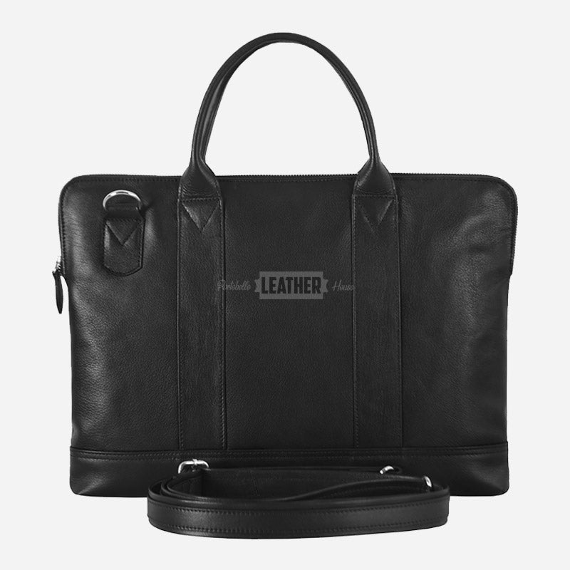 Leather Laptop Sleeve Slim Crossbody Bag