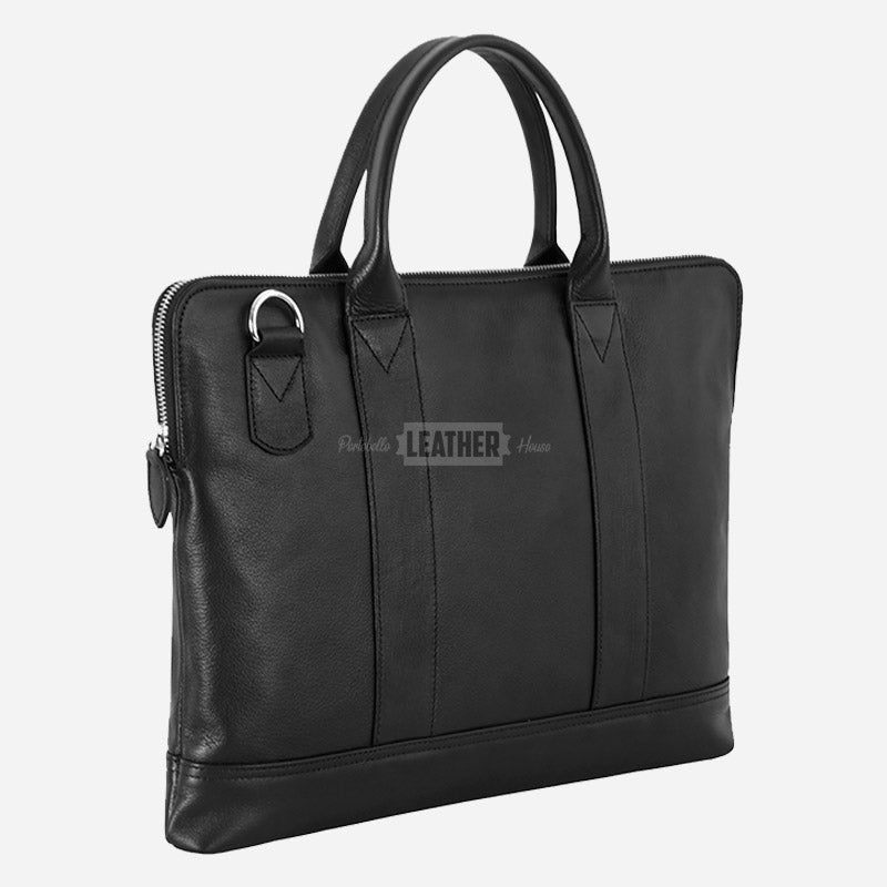 Leather Laptop Sleeve Slim Crossbody Bag