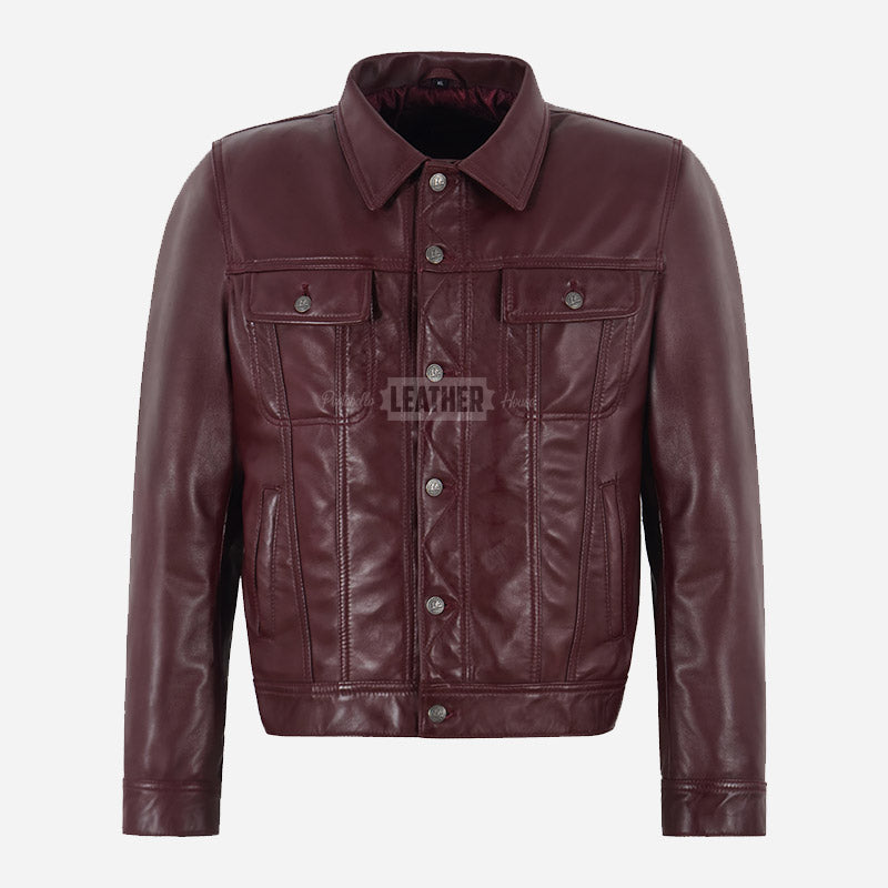 JAXLEY Men's Leather Trucker Denim Jacket