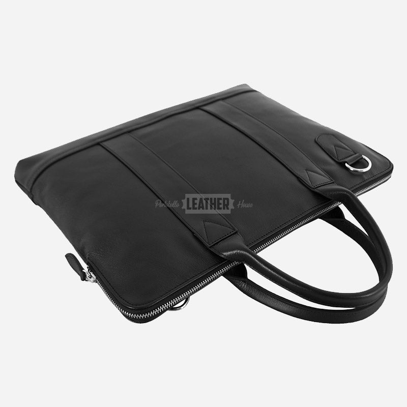 Leather Laptop Sleeve Slim Crossbody Bag