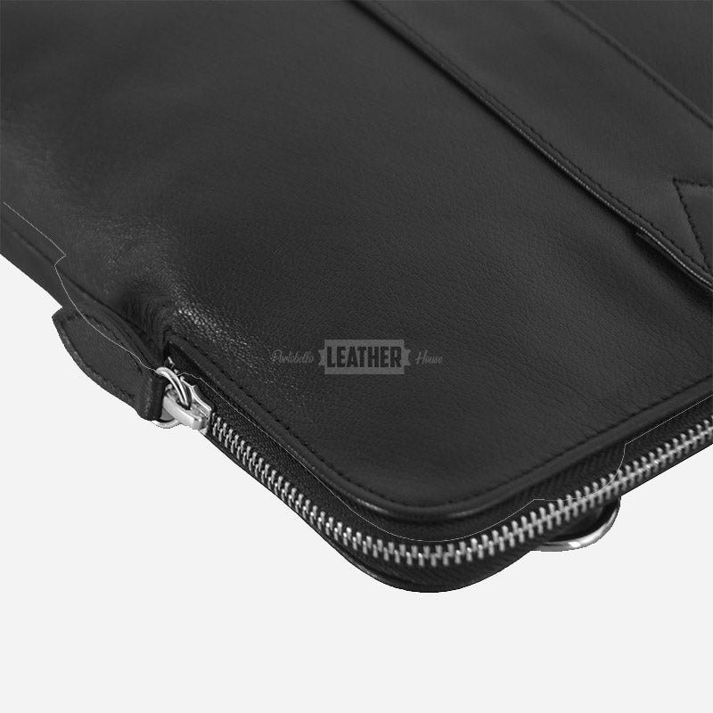 Leather Laptop Sleeve Slim Crossbody Bag