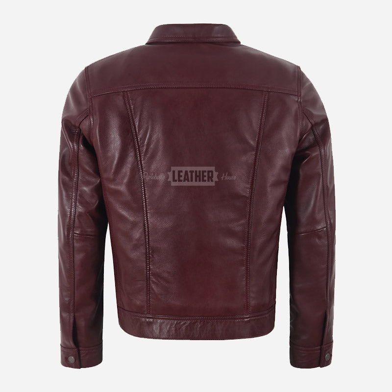 JAXLEY Men's Leather Trucker Denim Jacket