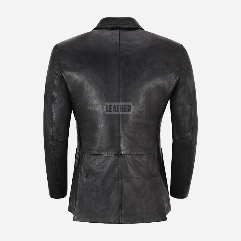 TYREN Men's Leather Blazer Black