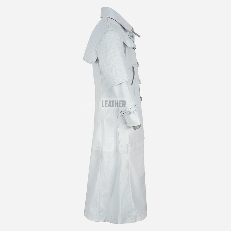 HELMSMAN Men’s Long Leather Coat White