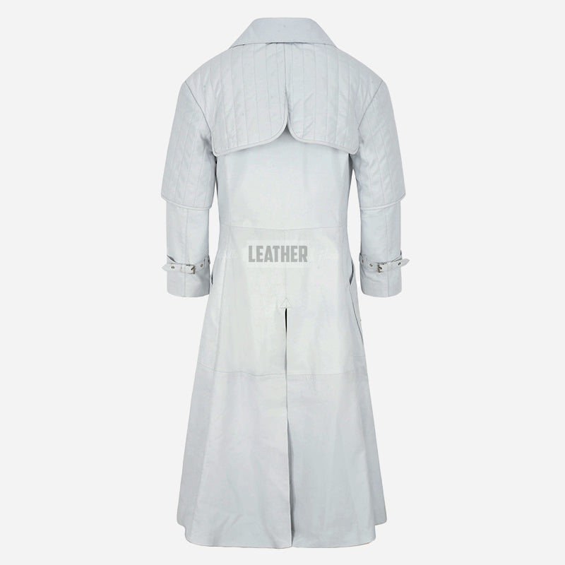 HELMSMAN Men’s Long Leather Coat White