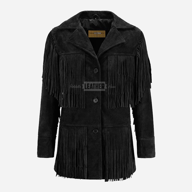 EVOKE Women's Suede Fringe Jacket
