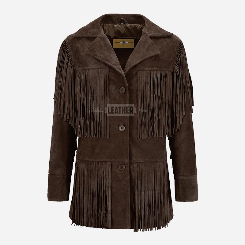 EVOKE Women's Suede Fringe Jacket