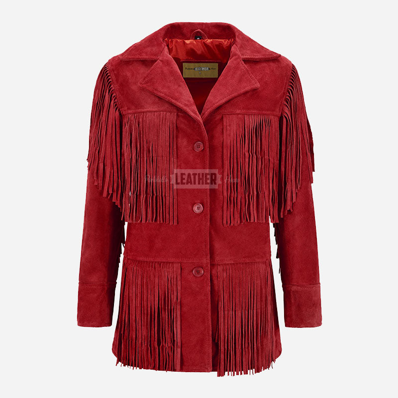 EVOKE Women's Suede Fringe Jacket