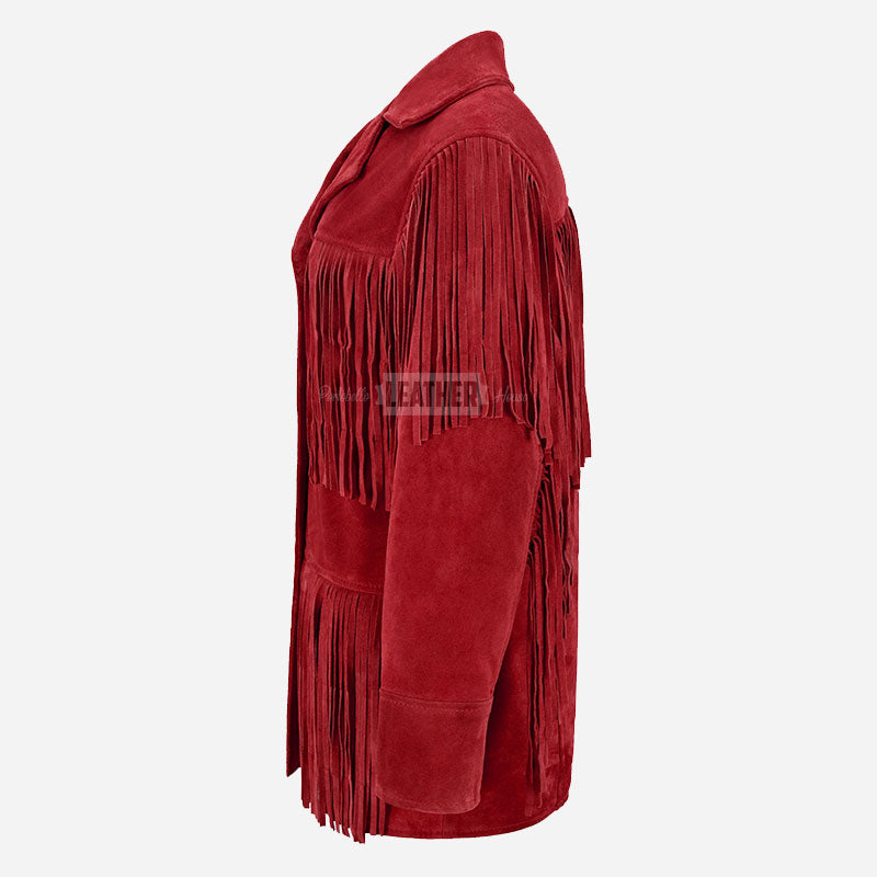 EVOKE Women's Suede Fringe Jacket