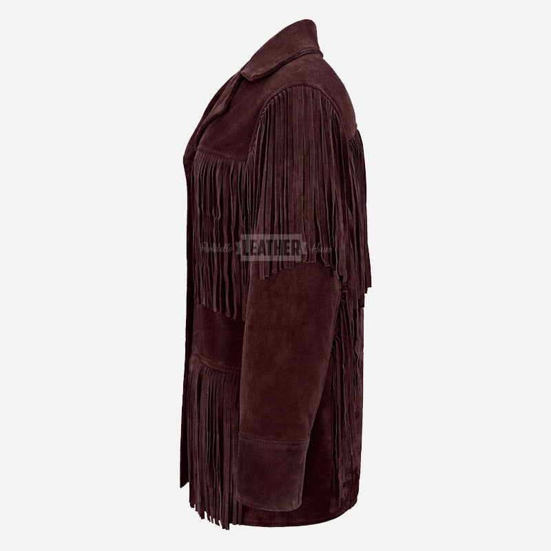 EVOKE Women's Suede Fringe Jacket