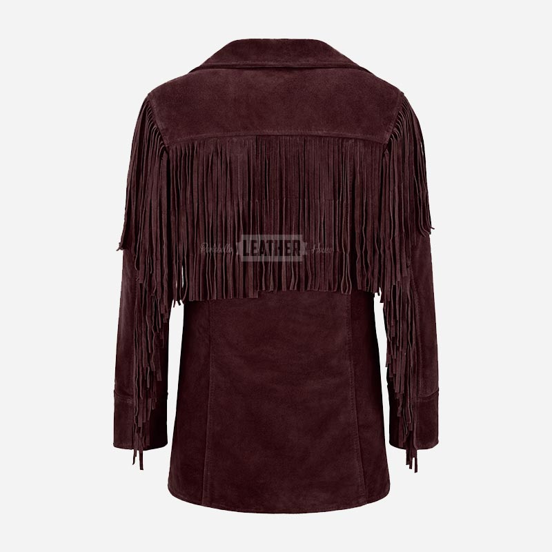 EVOKE Women's Suede Fringe Jacket