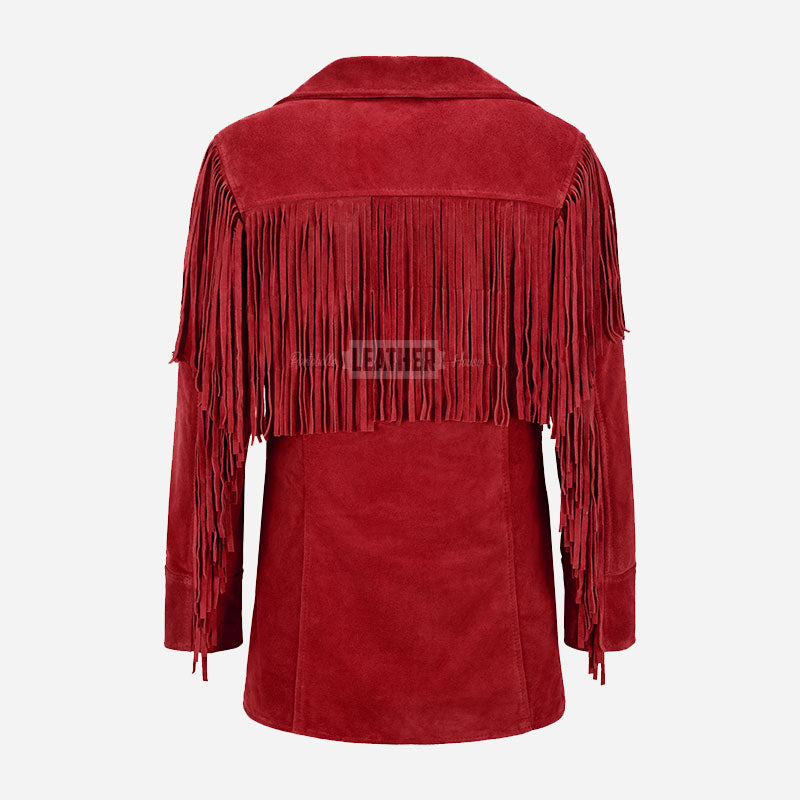 EVOKE Women's Suede Fringe Jacket