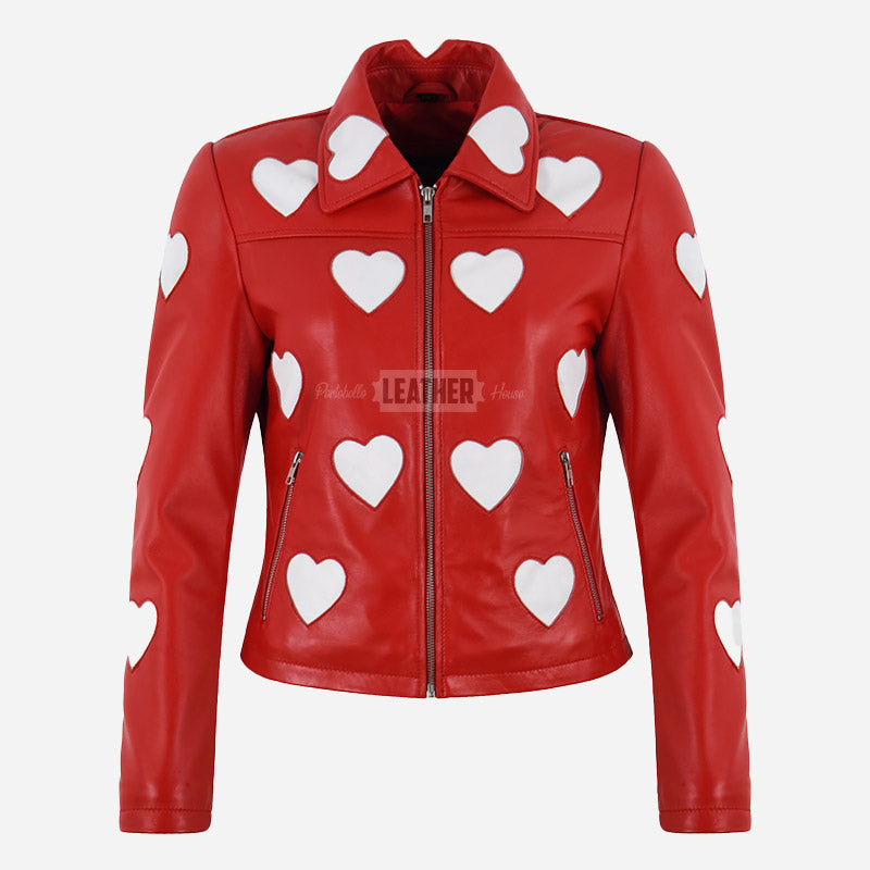 NOXLE Collared Jacket with Heart Accents