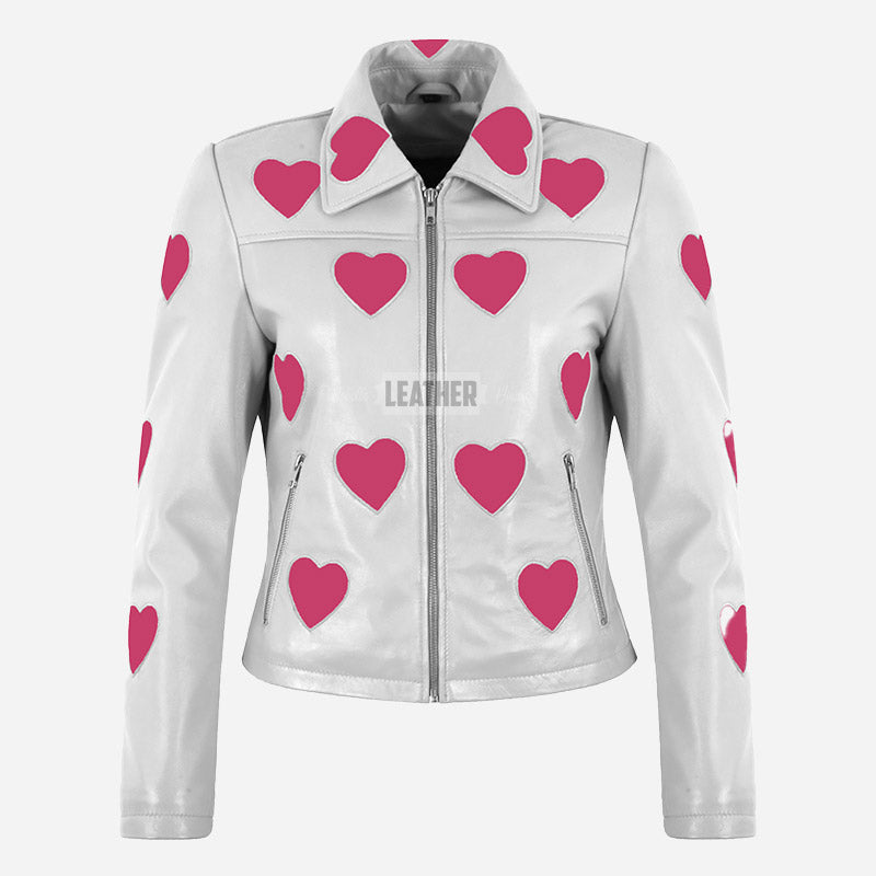 NOXLE Collared Jacket with Heart Accents