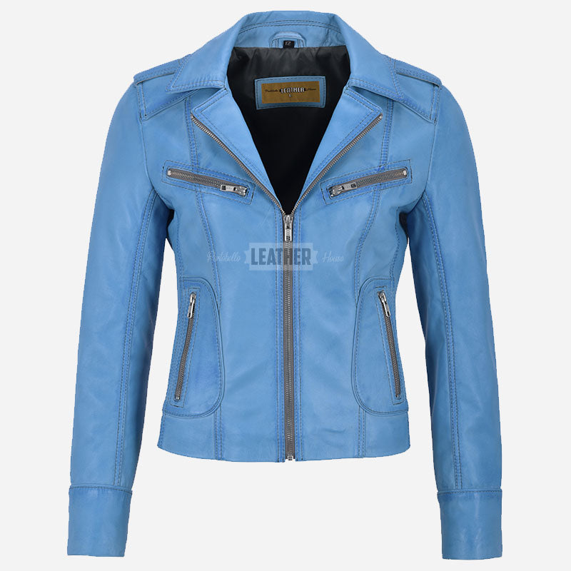 OXVA Centre Zip Leather Biker Jacket