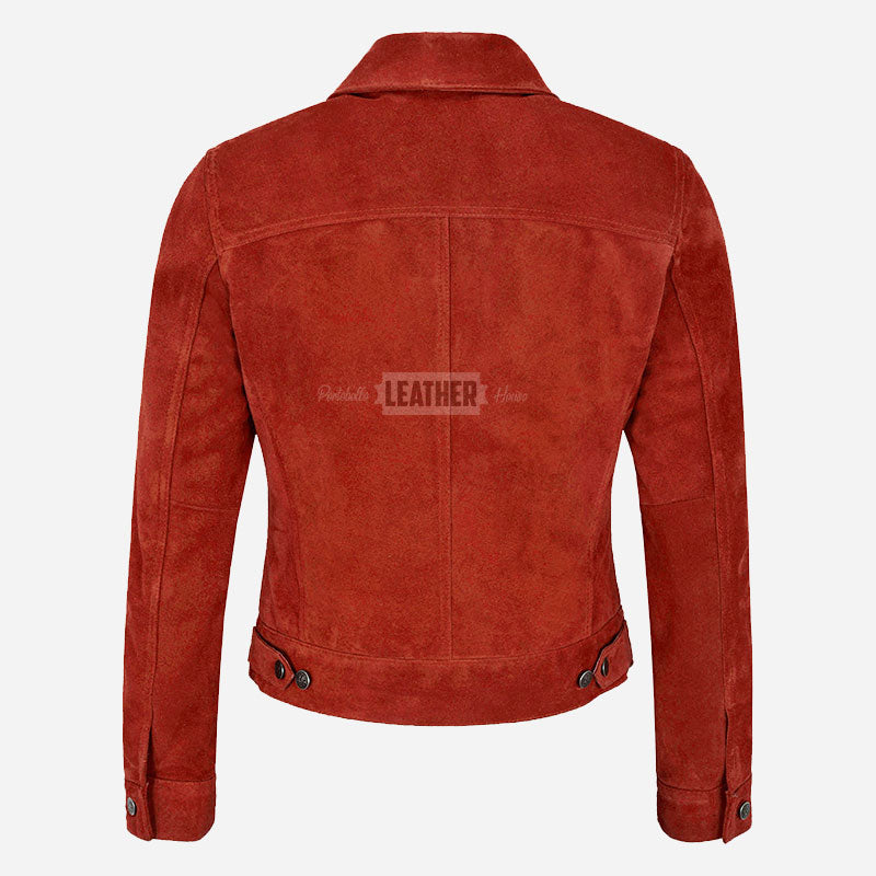 NOELLE Suede Denim Trucker Jacket