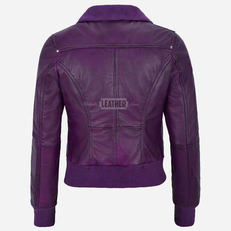 AIVIE Women's Leather Bomber Jacket