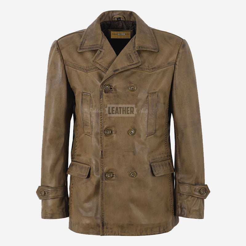 TOM Men's Leather Peacoat