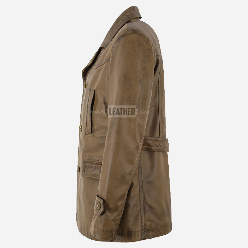 TOM Men's Leather Peacoat