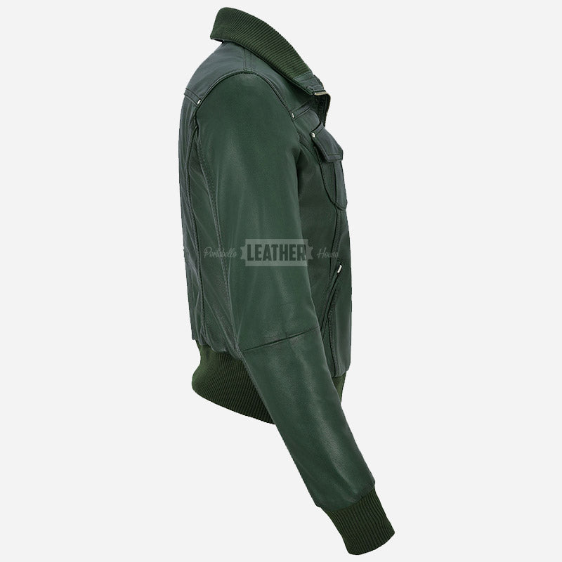 AIVIE Women's Leather Bomber Jacket