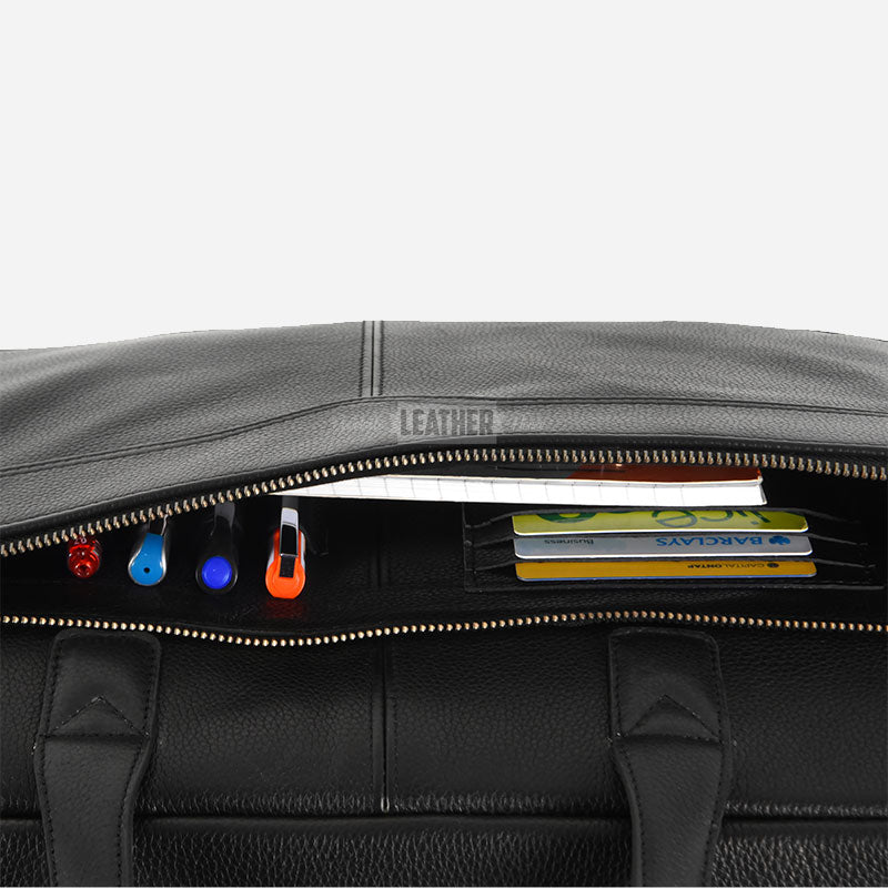 Leather Briefcase Laptop Bag Black