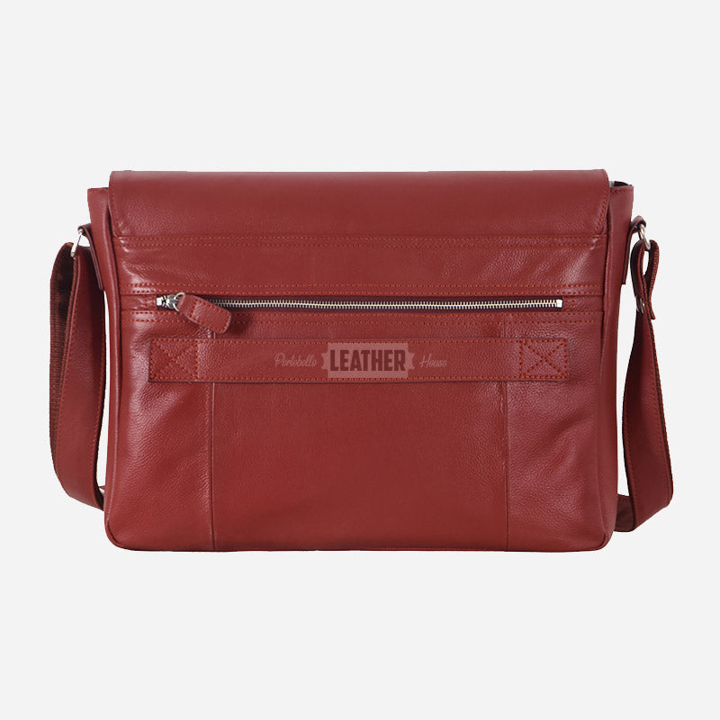 Red Leather Laptop Messenger Bag
