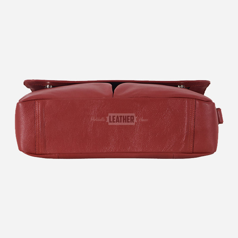 Red Leather Laptop Messenger Bag