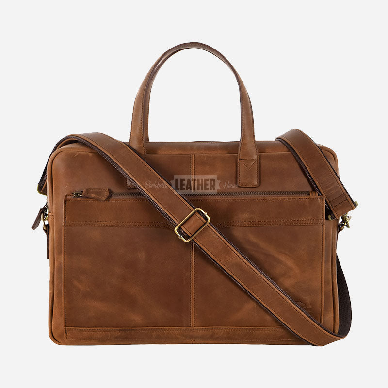 Vintage Leather Briefcase Laptop Bag