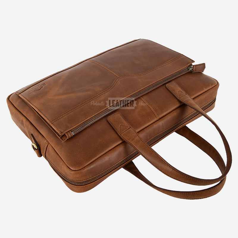 Vintage Leather Briefcase Laptop Bag
