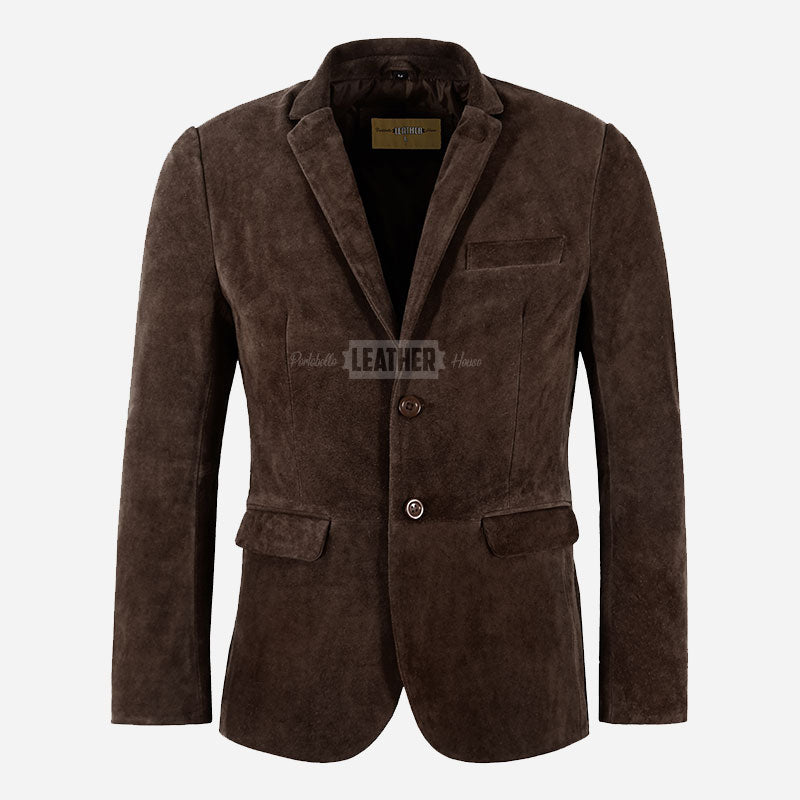 MALRIN Men's Brown Suede Blazer