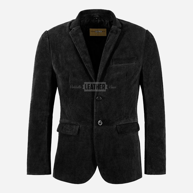 MALRIN Men's Black Suede Blazer