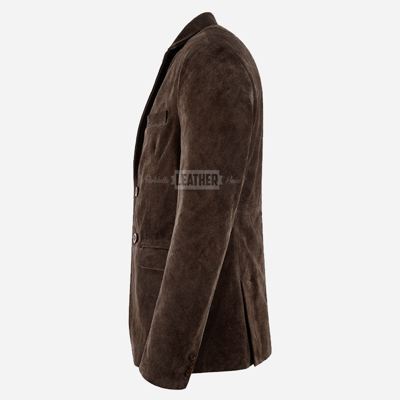 MALRIN Men's Brown Suede Blazer