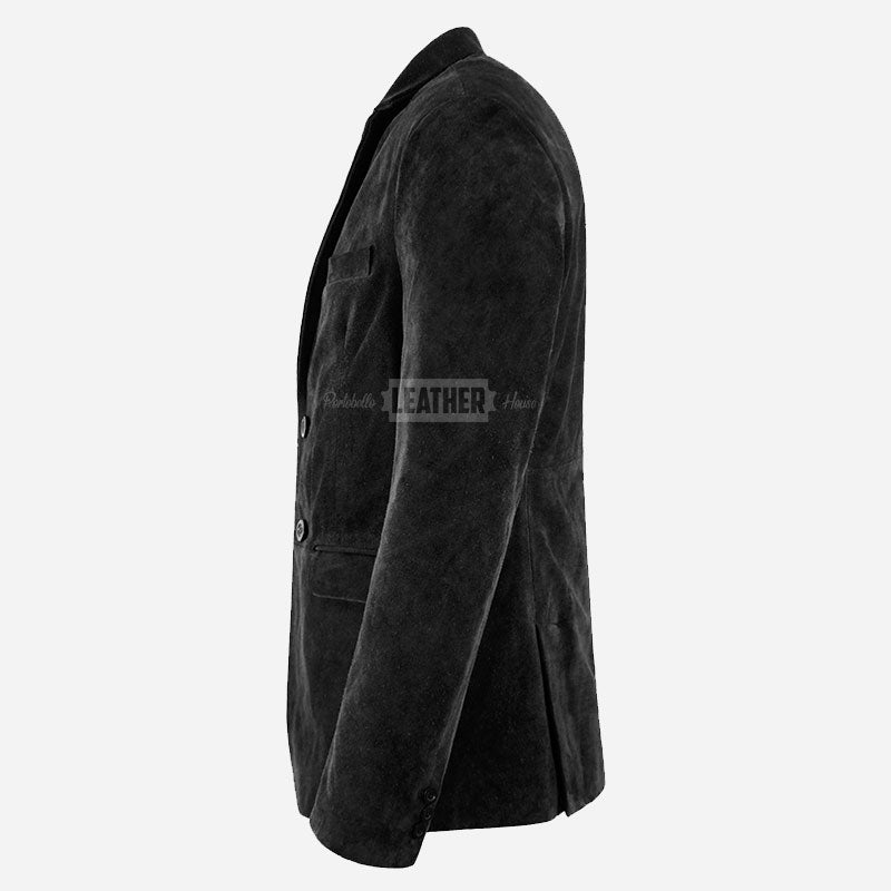 MALRIN Men's Black Suede Blazer