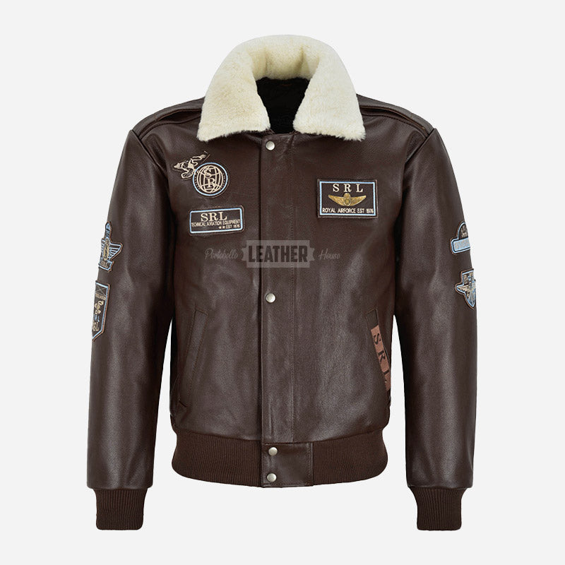 OZZY G1 Cow Leather Bomber Jacket with Fur Collar